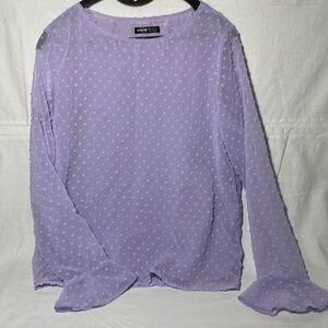 SHEIN purple blouse with ruffles cuffs size Medium